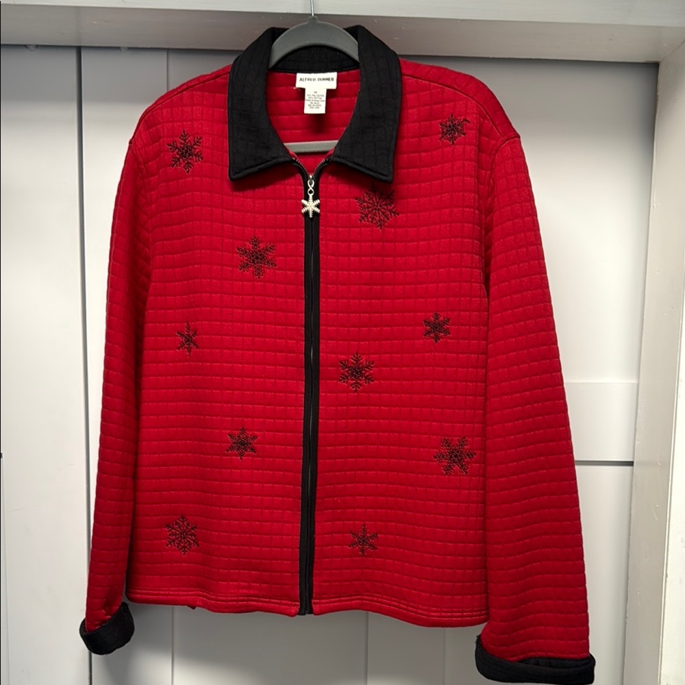 Alfred Dunner Red and Black Jacket Quilted Design